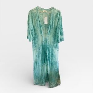 Ember Sheer Lace Kimono Beach Swimsuit Cover Up